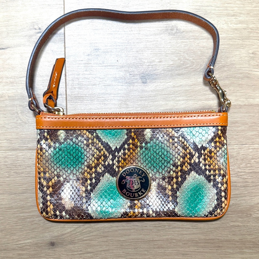 DOONEY & BOURKE - Teal & Brown Ball Python wristlet